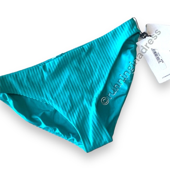 NWT Vitamin A EcoRib Midori Bikini Bottoms In Color Turquoise Shimmer Size 4 XS - Picture 5 of 7